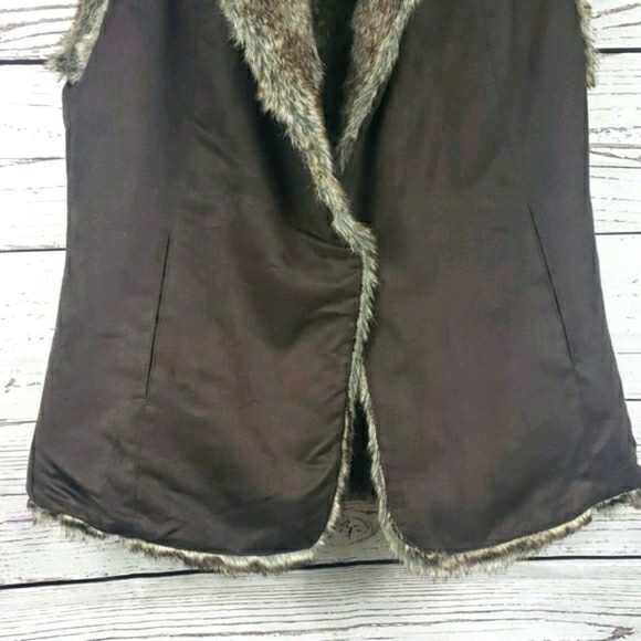 CROSBY Faux Fur Seude Vest Brown Size S - Picture 4 of 11